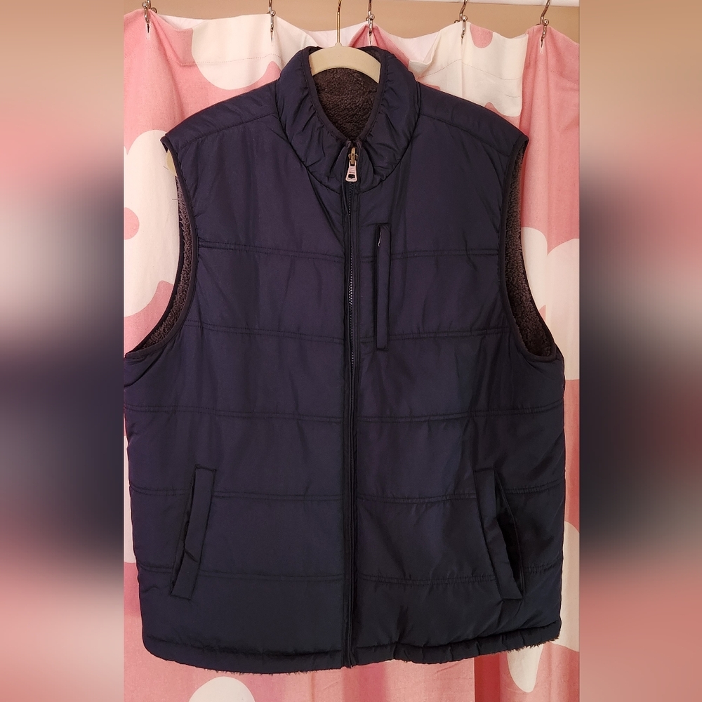 Men's Weatherproof Navy Blue Puffer Vest, XL